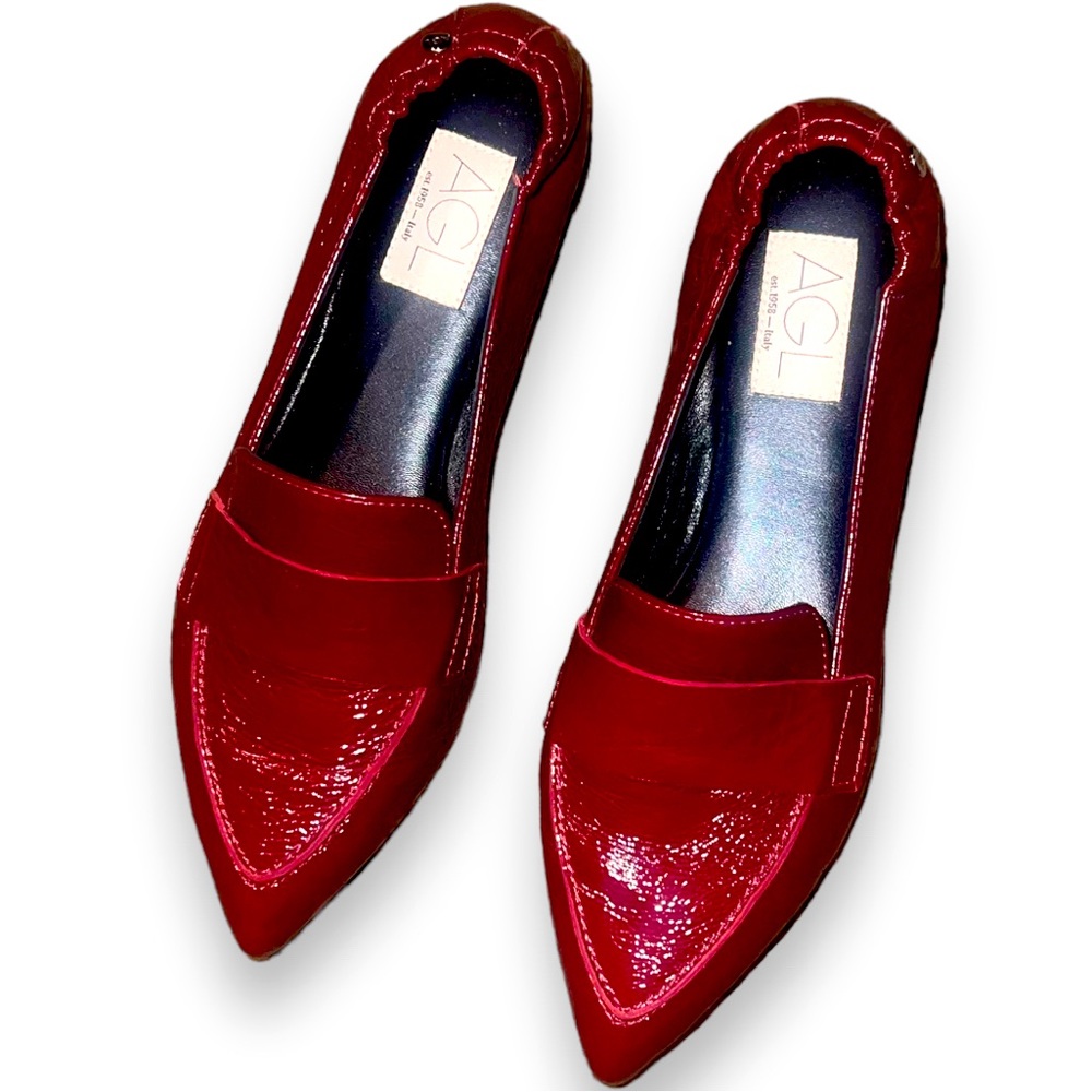Sold❌AGL Mara loafer micro pointed shoes | Size:37 1/2 (US 7) | red | women